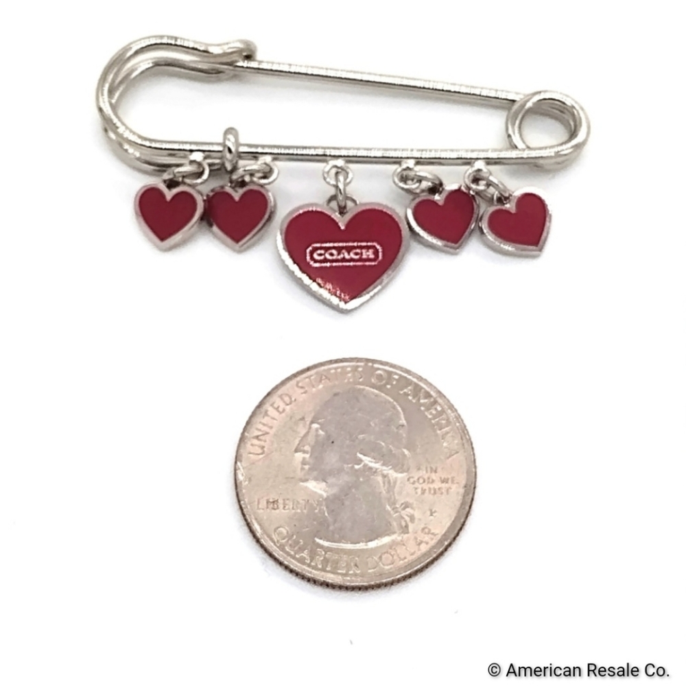 Vintage COACH Red heart safety pin brooch Hangbag backpack charm - Picture 6 of 7